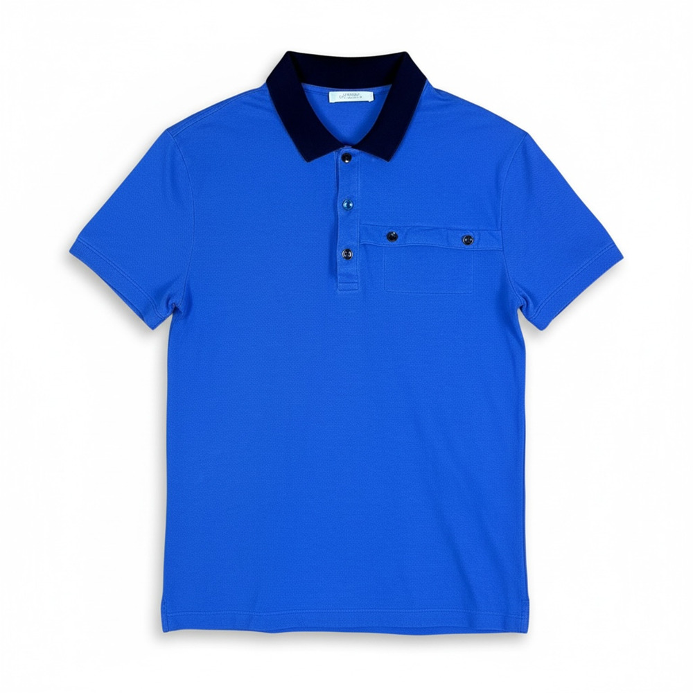 Gianni Versace Collection Blue Black Men's Small Polo Shirt $490 Preppy Luxury